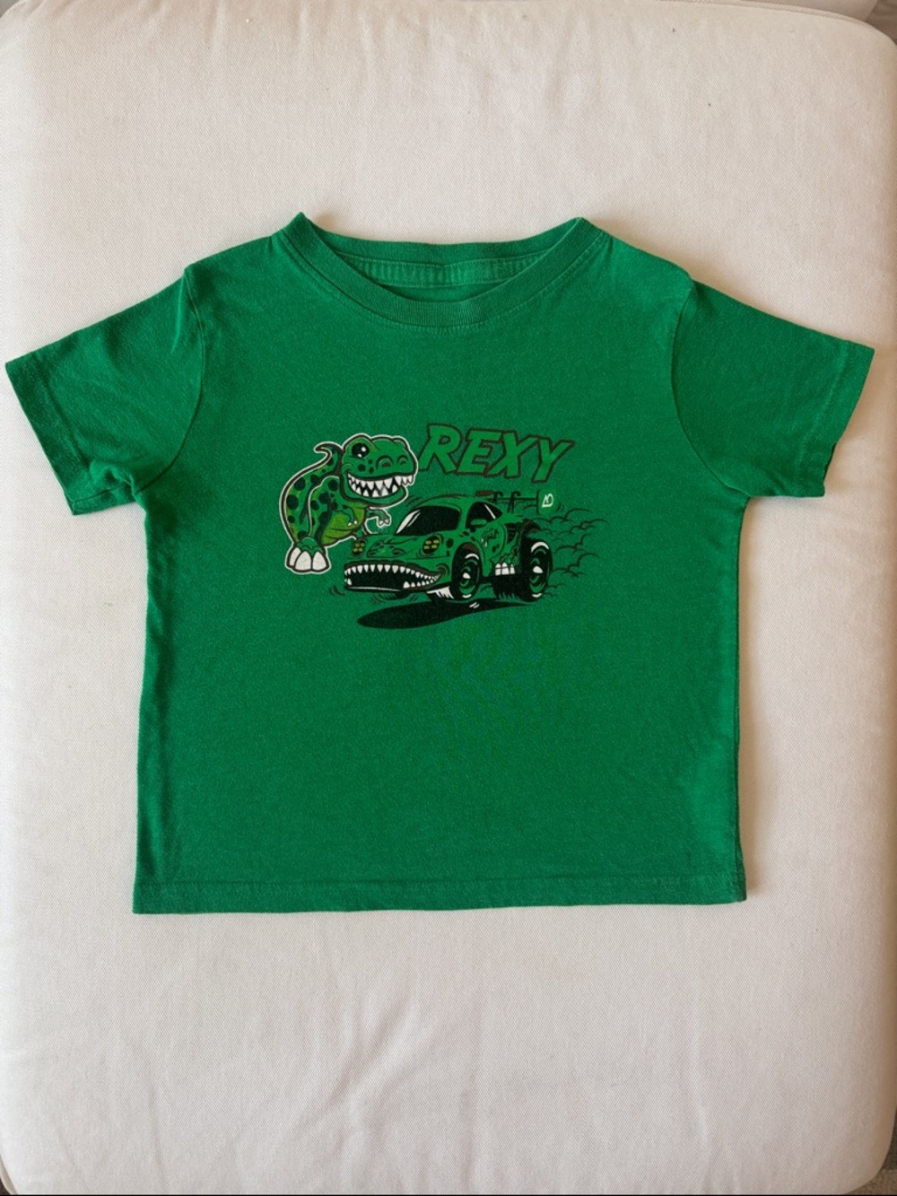 Porsche Rexy 911 GT3 R Kids Green Graphic Tee Dino Race Car Shirt 4/5T
